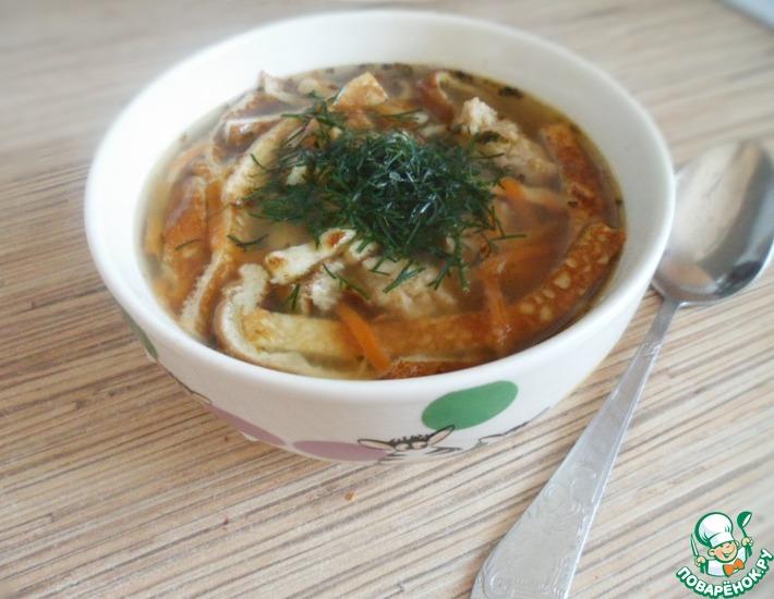 Рецепт: Суп с фрикадельками и яично-рисовыми блинчиками