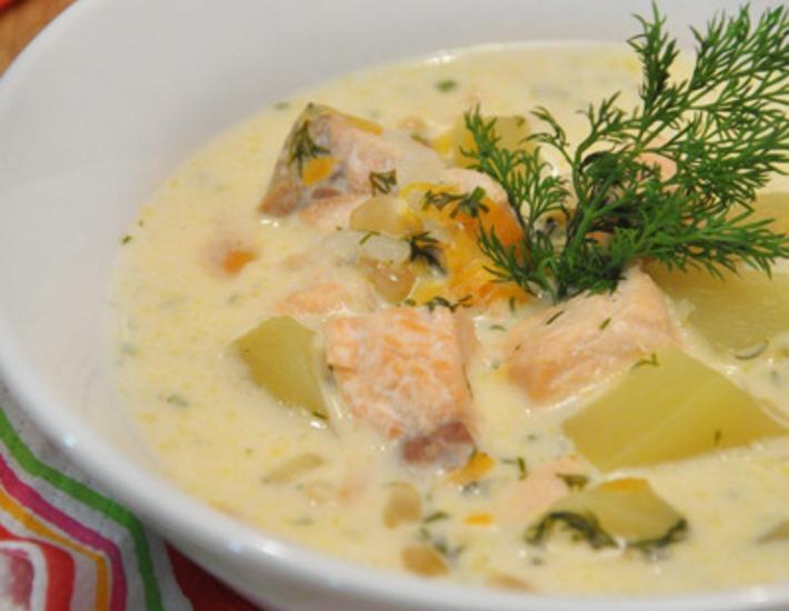 Рецепт: Сырный рыбный суп