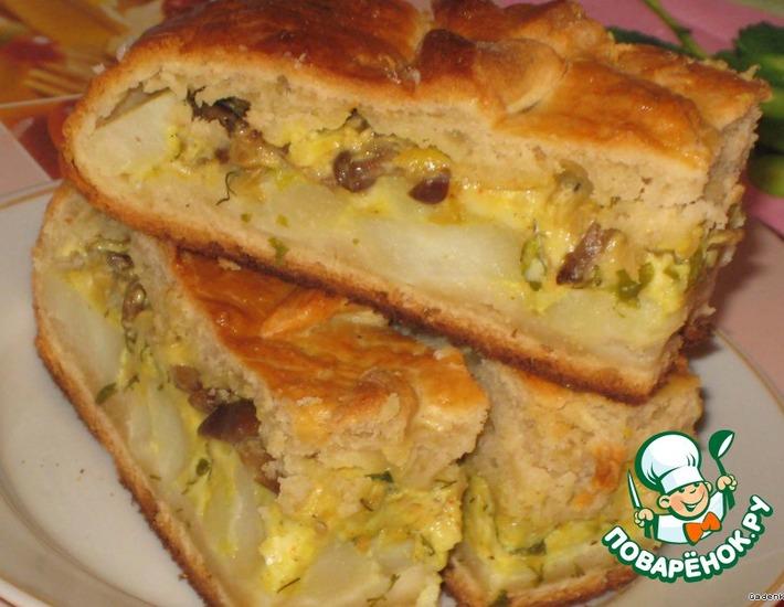 Рецепт: Пирог картофельно-грибной с сыром