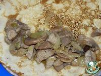 Блинчики фаршированные грибами, куриной печенью под сливками и сырной корочкой ингредиенты