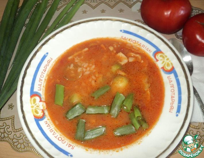 Рецепт: Суп с кальмарами, рисом и брюссельской капустой