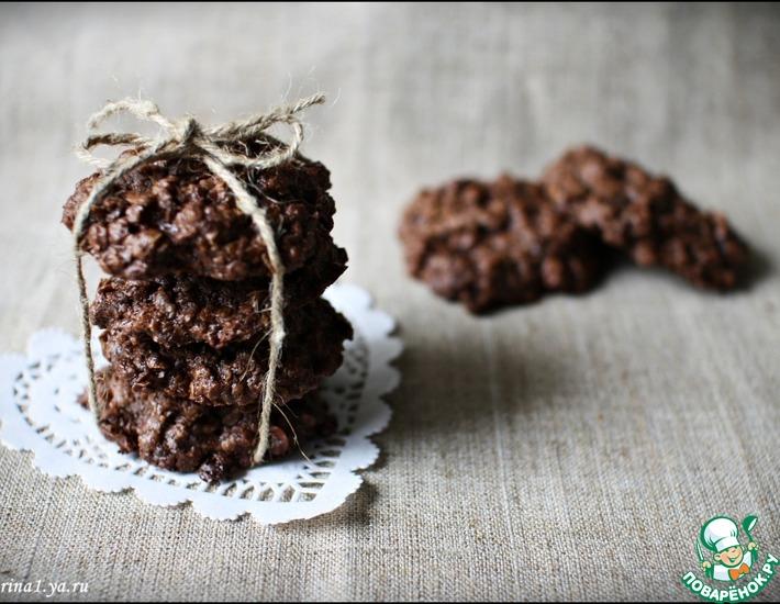 Рецепт: Шоколадно-овсяное печенье (без муки)