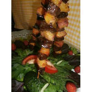 Шашлык-печень индейки с персиками