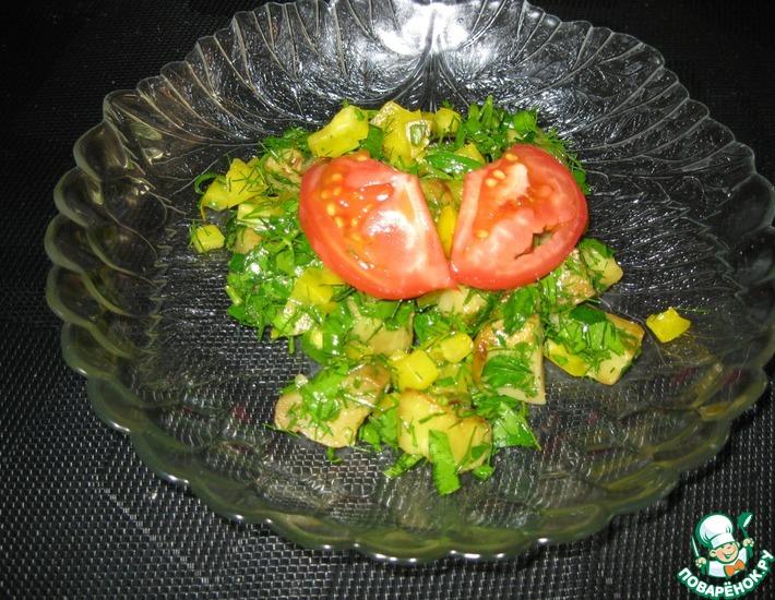Рецепт: Теплый салат с болгарским перцем и баклажанами