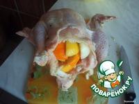 Курица, начиненная цитрусовыми и луком ингредиенты