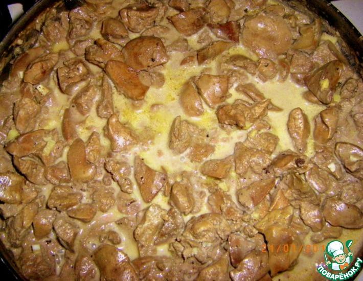 Рецепт: Куриная печень с имбирем