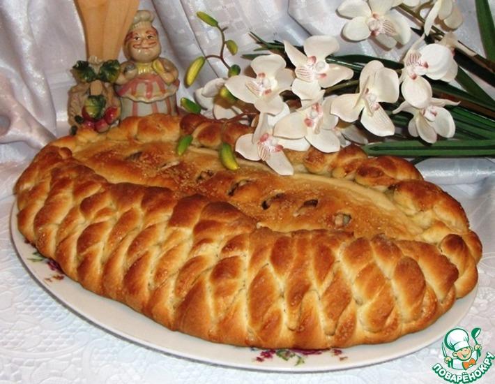 Рецепт: Постный пирог с яблоками и грецкими орехами