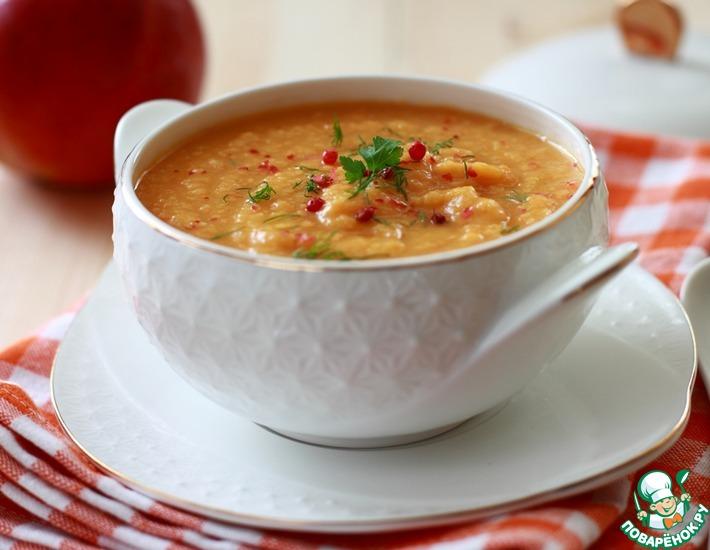 Рецепт: Тыквенно-морковный суп с яблоком и чечевицей