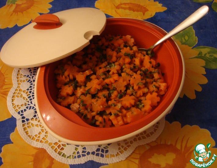 Рецепт: Тушеная морковь с зеленым луком