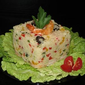 Кускус с креветками и овощами