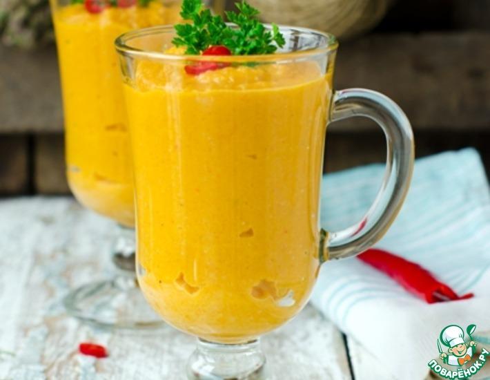 Рецепт: Суп пюре из фасоли и моркови с красным перцем