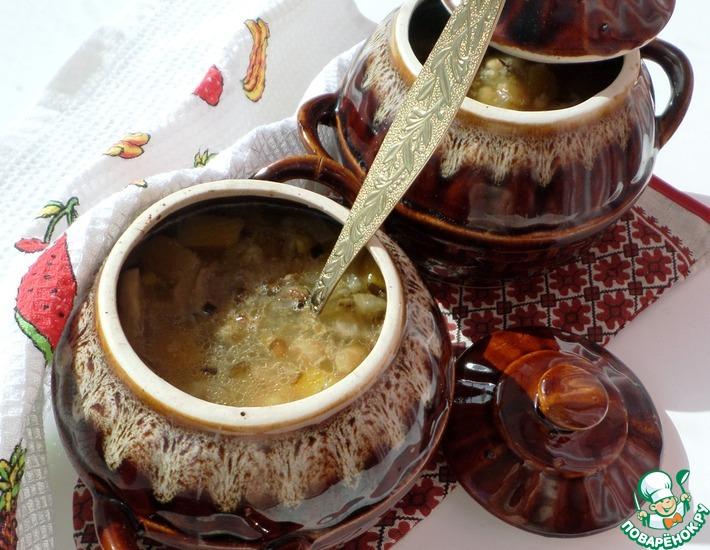 Рецепт: Постный фасолево-рисовый суп в горшочке