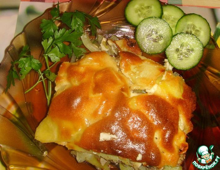 Рецепт: Запеченный картофель с курицей и шампиньонами