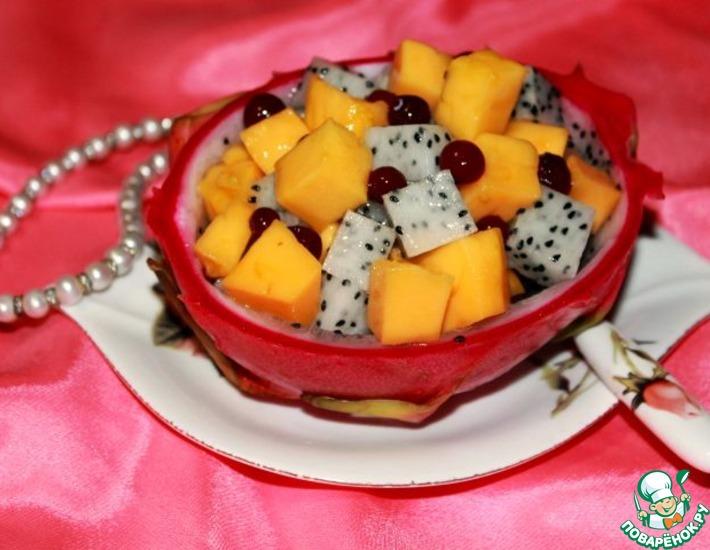 Рецепт: Легкий десерт из манго и питахайя