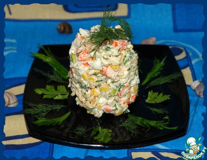 Рецепт: Салат из крабовых палочек с макаронами