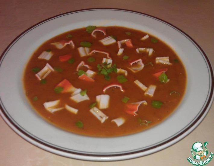 Рецепт: Томатный суп-пюре с крабовой стружкой