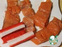 Медальоны из лосося, фаршированые крабовыми палочками с морковью ингредиенты