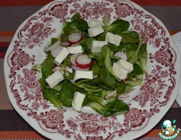Рецепт: Салат листовой с редисом и фетой