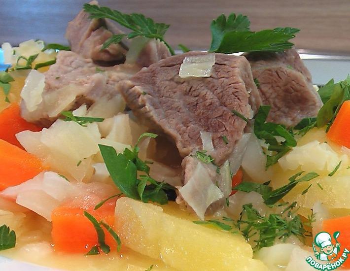 Рецепт: Тушеная баранина с овощами