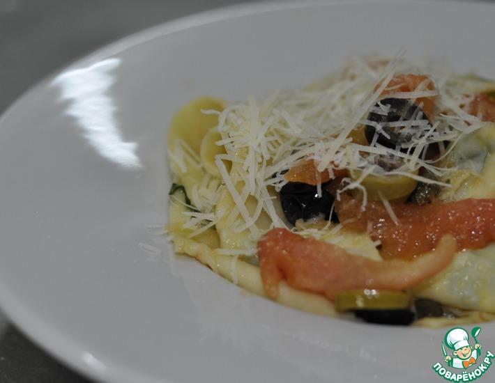 Рецепт: Папарделле с конкассе из томатов, с каперсами и оливками