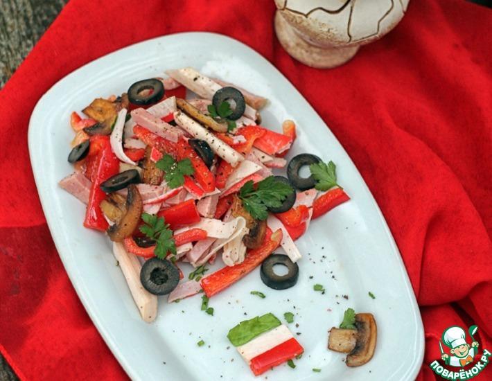 Рецепт: Легкий салат с грибами и крабовыми палочками