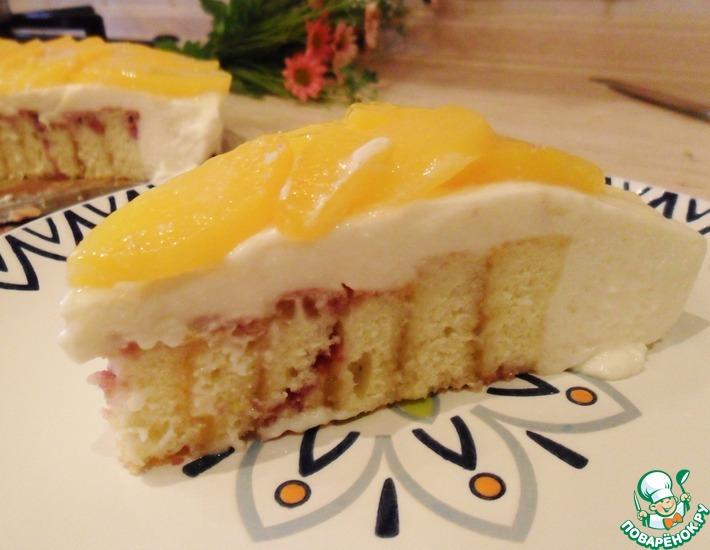 Рецепт: Творожный торт с персиками