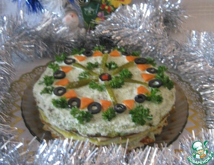 Рецепт: Закусочный торт Новогодний калейдоскоп