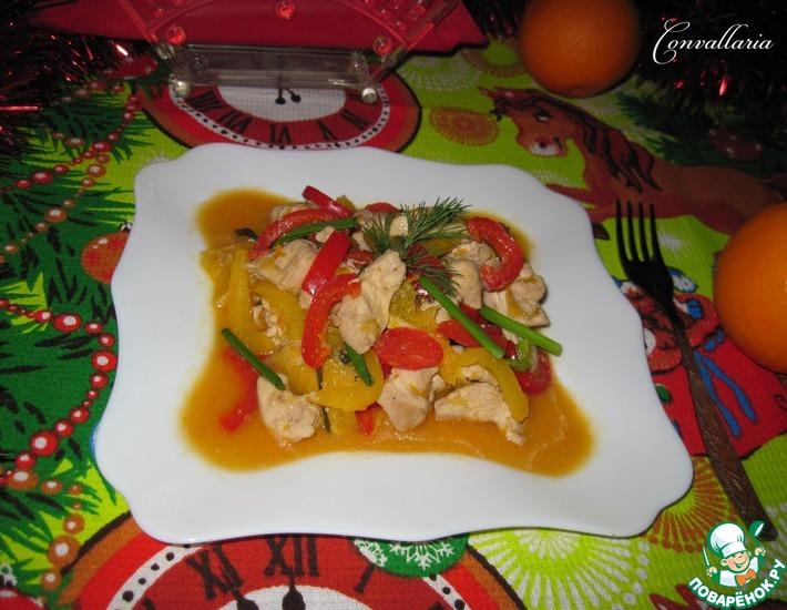 Рецепт: Куриное филе в имбирно-апельсиновом соусе