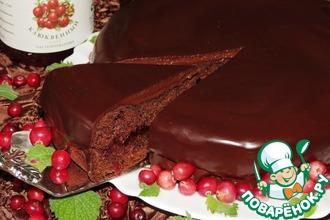 Рецепт: Шоколадный торт с клюквенной начинкой