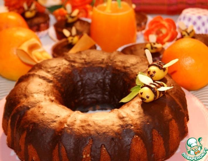 Рецепт: Апельсиново-медовый кекс с шоколадной глазурью