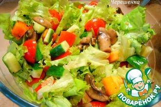 Рецепт: Овощной салат с зеленью и шампиньонами