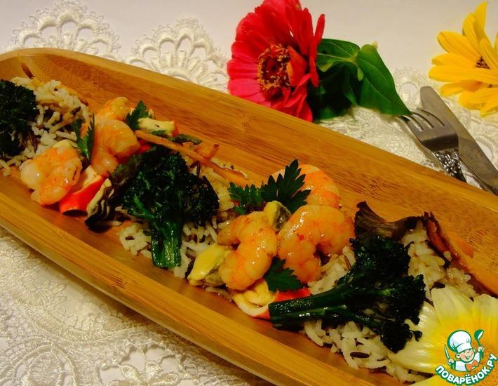 Рецепт: Дикий рис с морепродуктами
