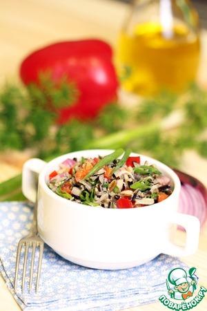 Рецепт: Салат из дикого риса и зеленого лука