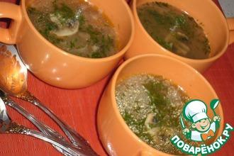 Рецепт: Суп с грибами и овсяными хлопьями