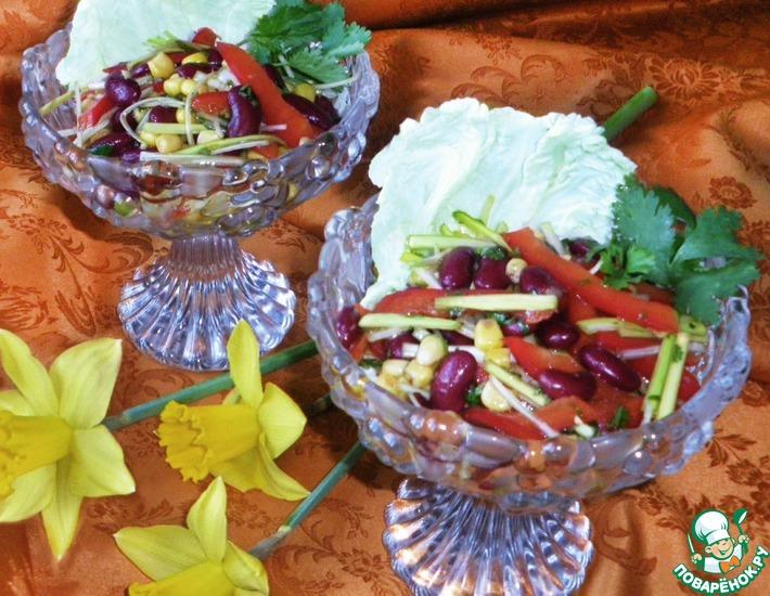 Рецепт: Салат с фасолью Радуга
