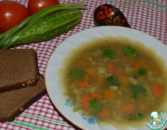 Рецепт: Гороховый суп с чечевицей и копченой морковью