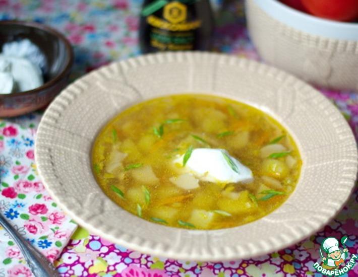 Рецепт: Грибной суп с картофелем и солеными огурцами