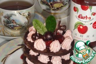 Рецепт: “Шоколадно-творожный десерт с вишневым низкокалорийным конфитюром d’arbo” для тех, кто следит за фигурой