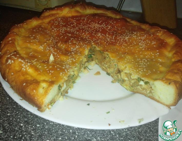 Рецепт: Пирог с капустой, яйцами и зеленью