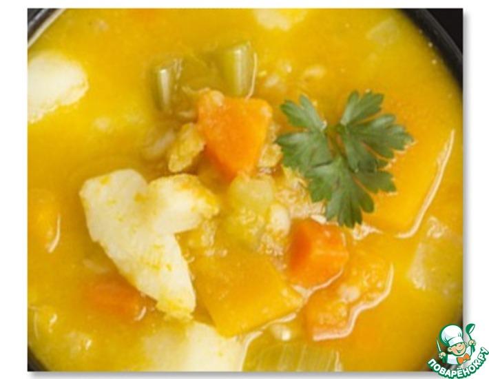 Рецепт: Крем-суп из тыквы с куриными кнедликами