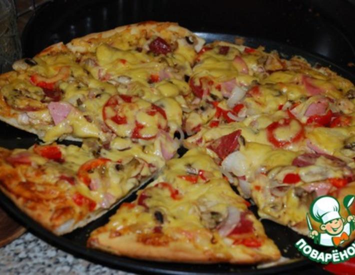 Рецепт: Пицца с курицей и пицца с салями