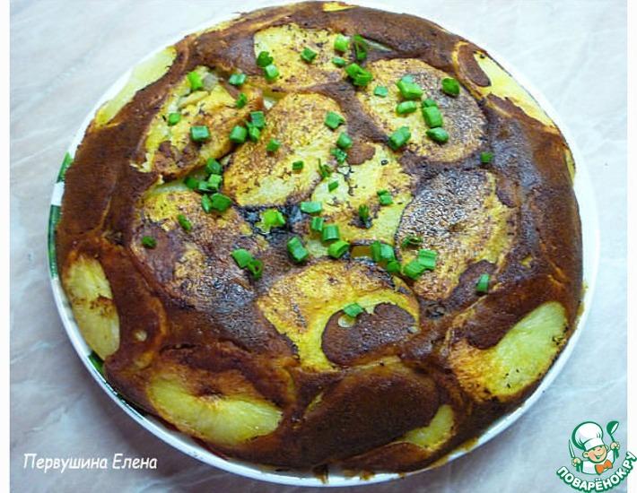 Рецепт: Заливной пирог с картофелем и мясом