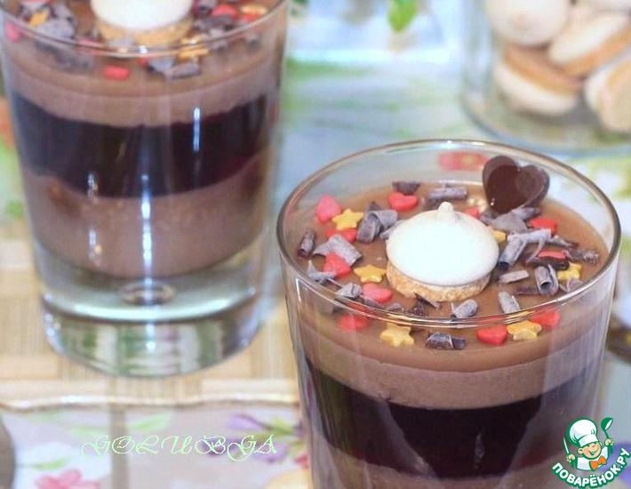Рецепт: Шоколадно-фруктовое суфле с печеньем