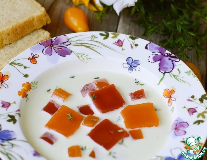 Рецепт: Летний йогуртовый суп с овощным желе