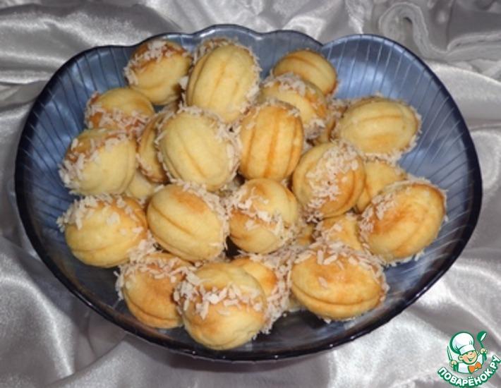 Рецепт: Печенье Орешки с яблочно-грушевым пюре