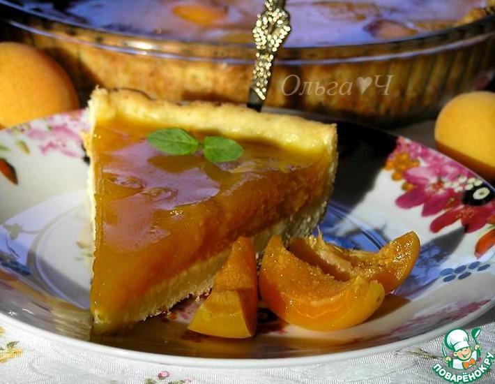 Рецепт: Творожный тарт с абрикосово-апельсиновым желе