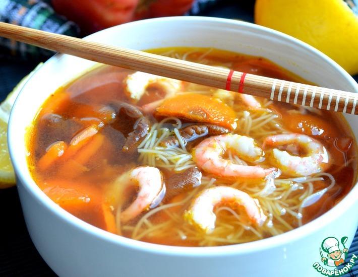 Рецепт: Суп с креветками и овощами