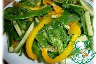 Рецепт: Салат из стручковой фасоли с овощами