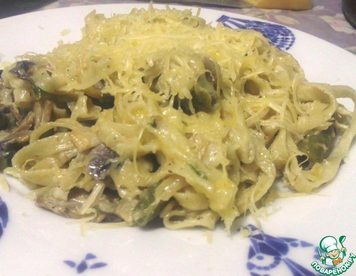 Рецепт: Паста с грибами и зеленой фасолью