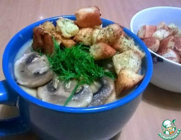 Рецепт: Картофельно-грибной крем-суп с гренками
